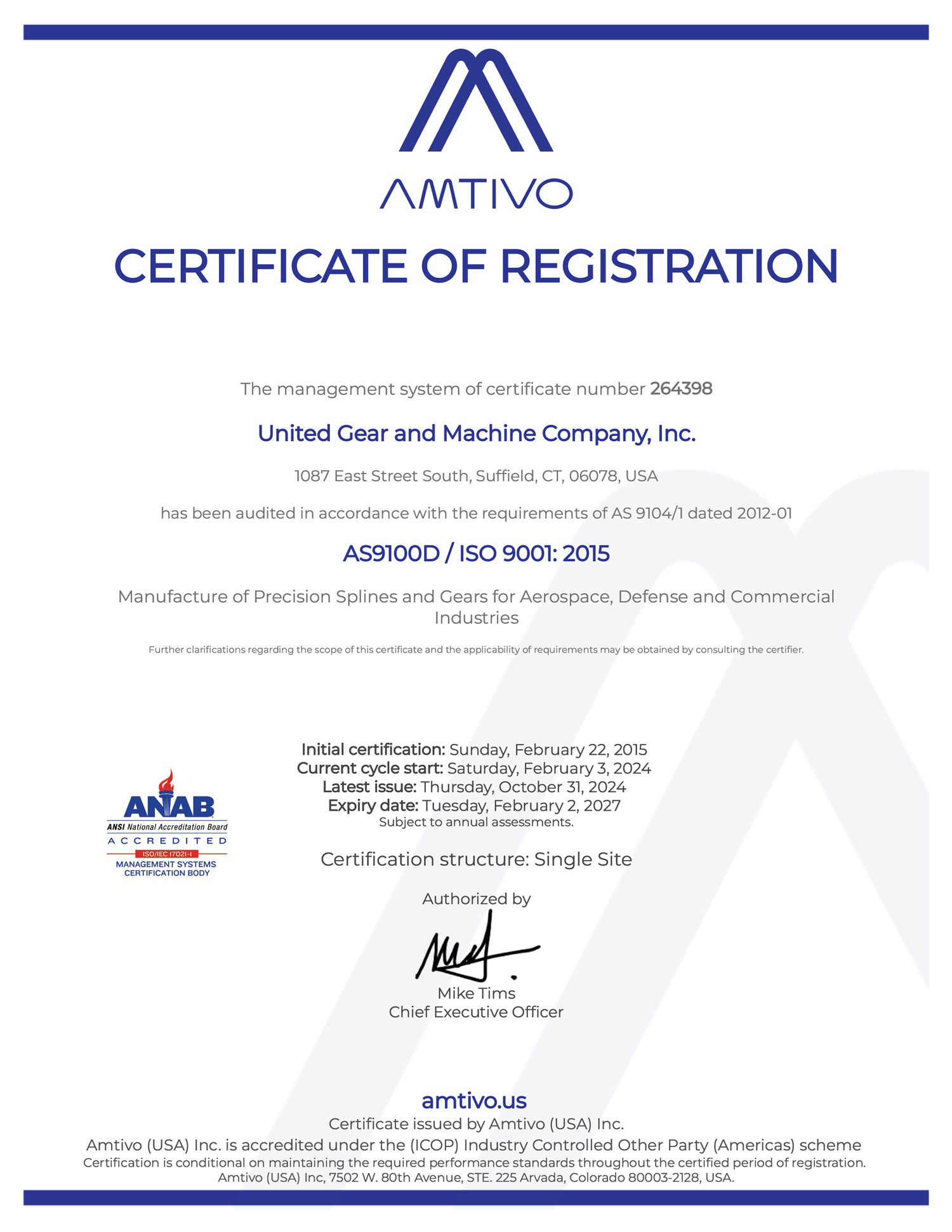 AS9100D \ ISO9001:2015 re-certification